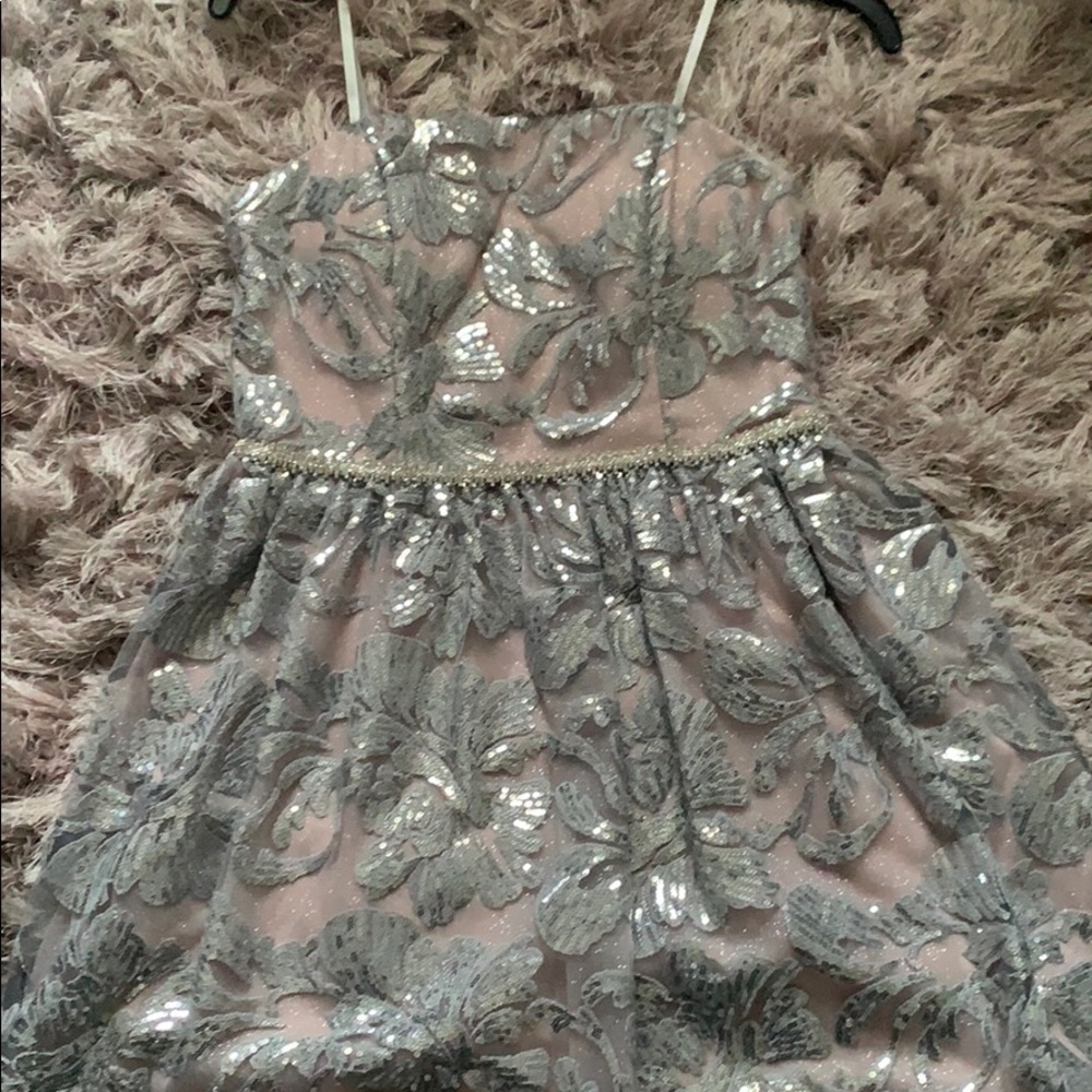 Pink mini dress with flower embroidery